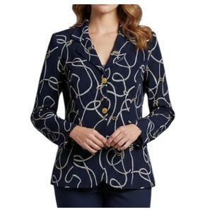 THE TRAVEL COLLECTION Travelers Knit NAVY BLUE JACKET TOP Nautical Marine Rope S